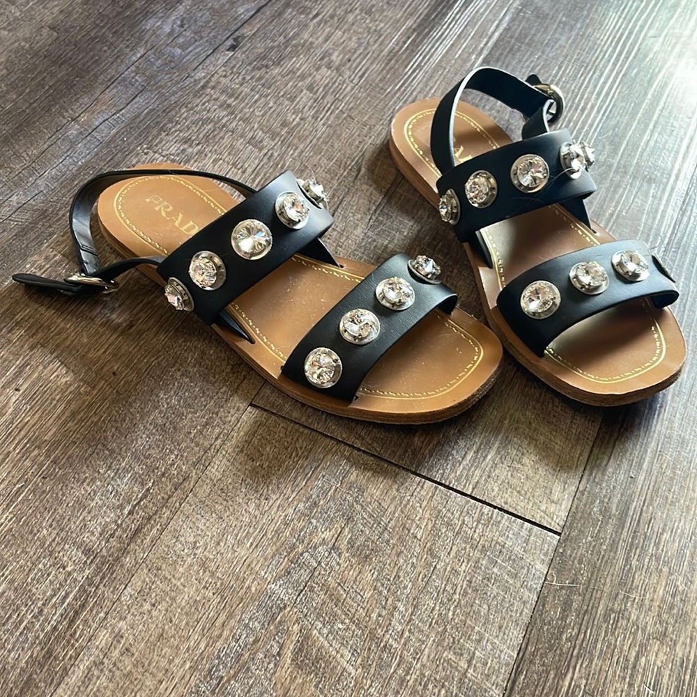 Prada jeweled leather gladiator sandals